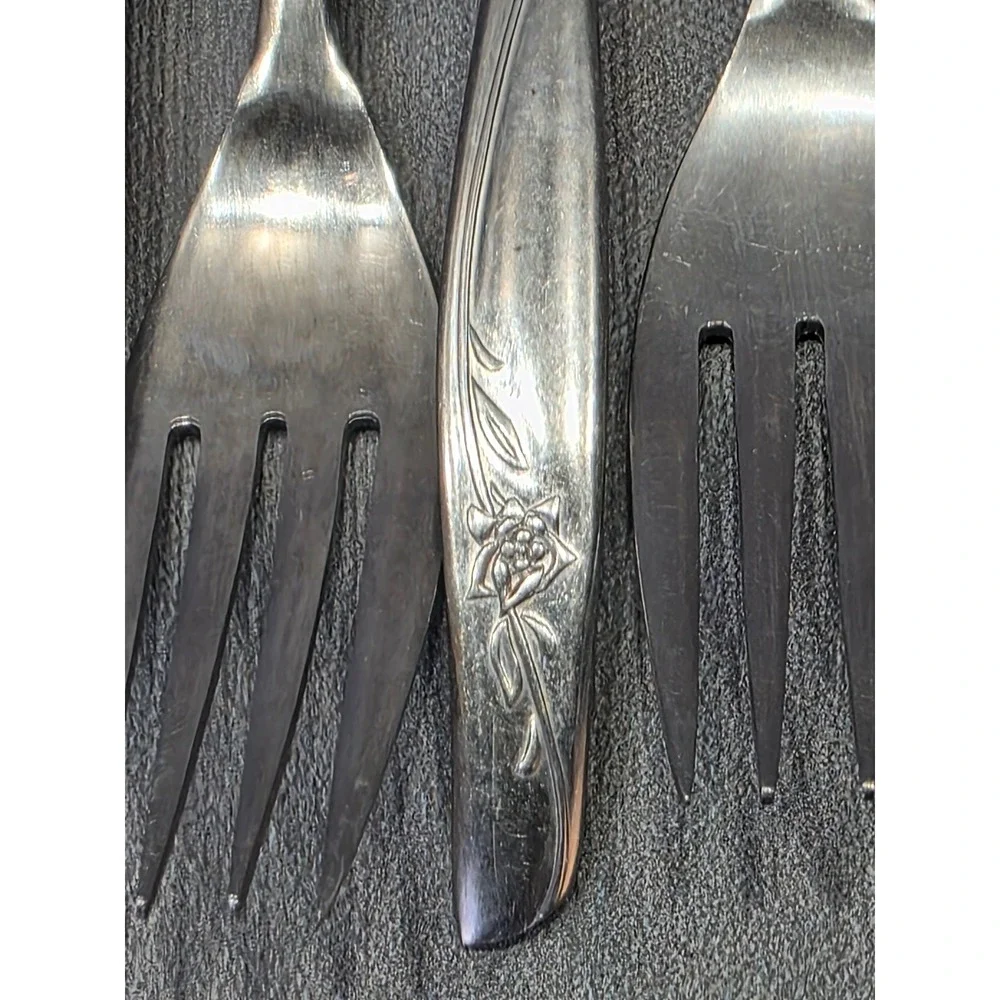 Dixon Deluxe Stainless Steel Flatware Set Floral Rose Pattern 18 Pieces